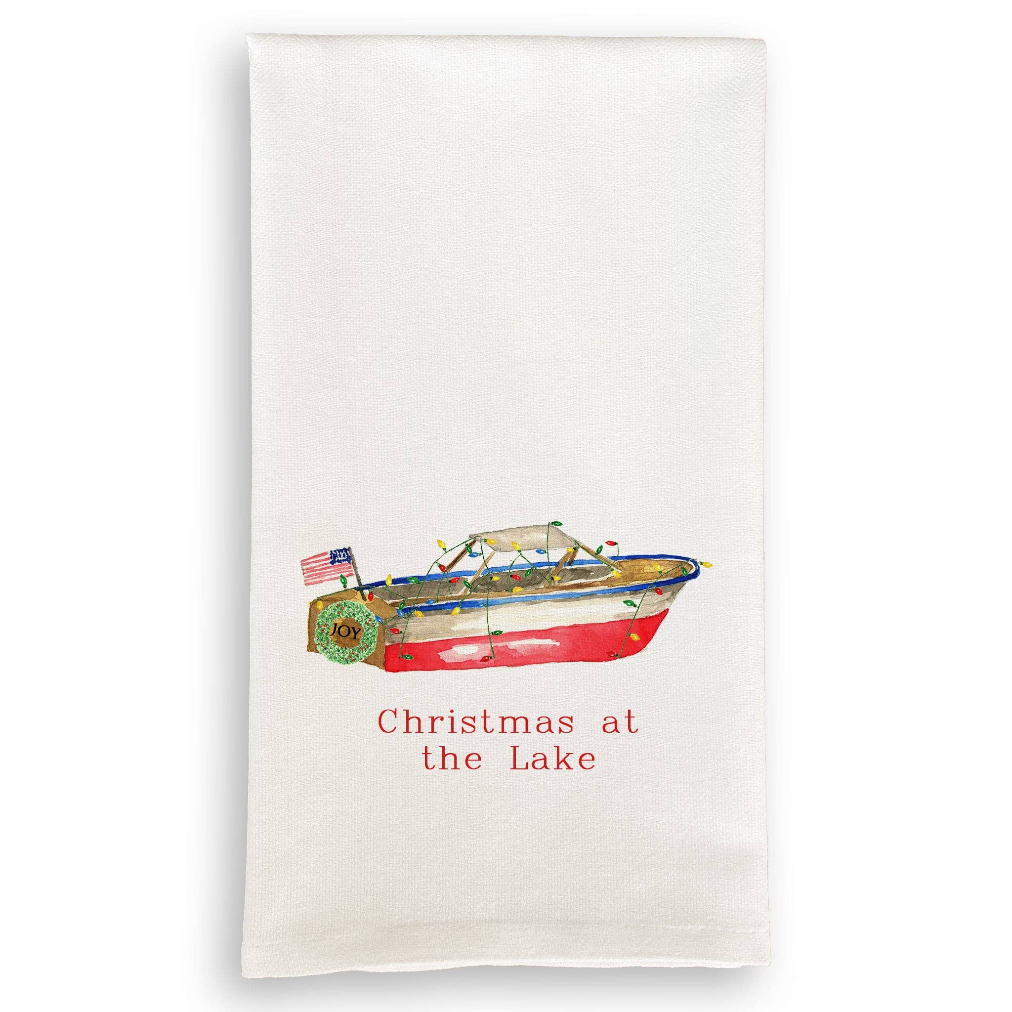 Christmas Joy Boat Dishtowel