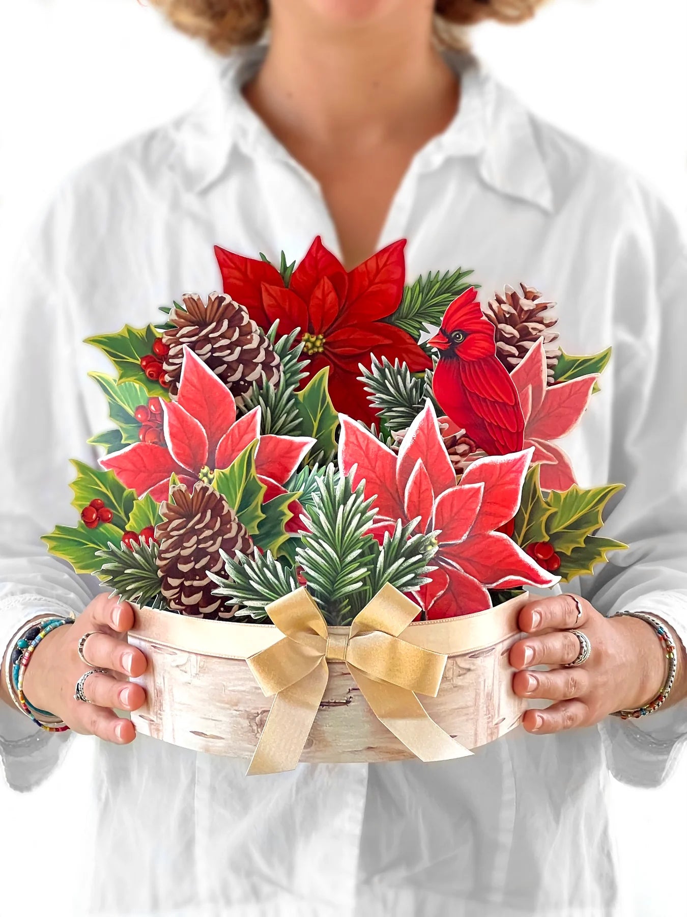 FreshCut Birch Poinsettia Pop-Up Greeting Card