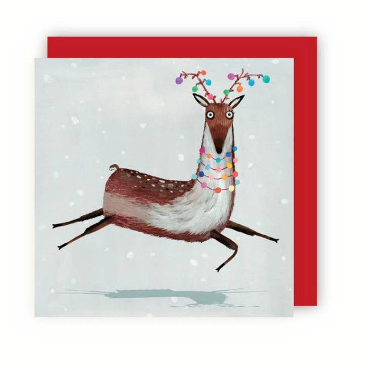 Reindeer Christmas Lights Christmas Card