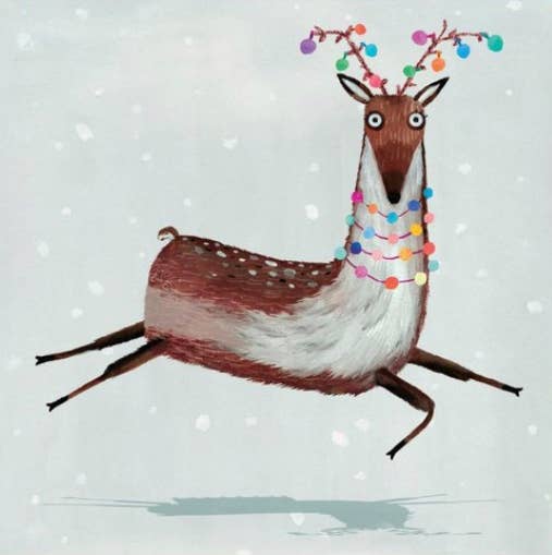 Reindeer Christmas Lights Christmas Card