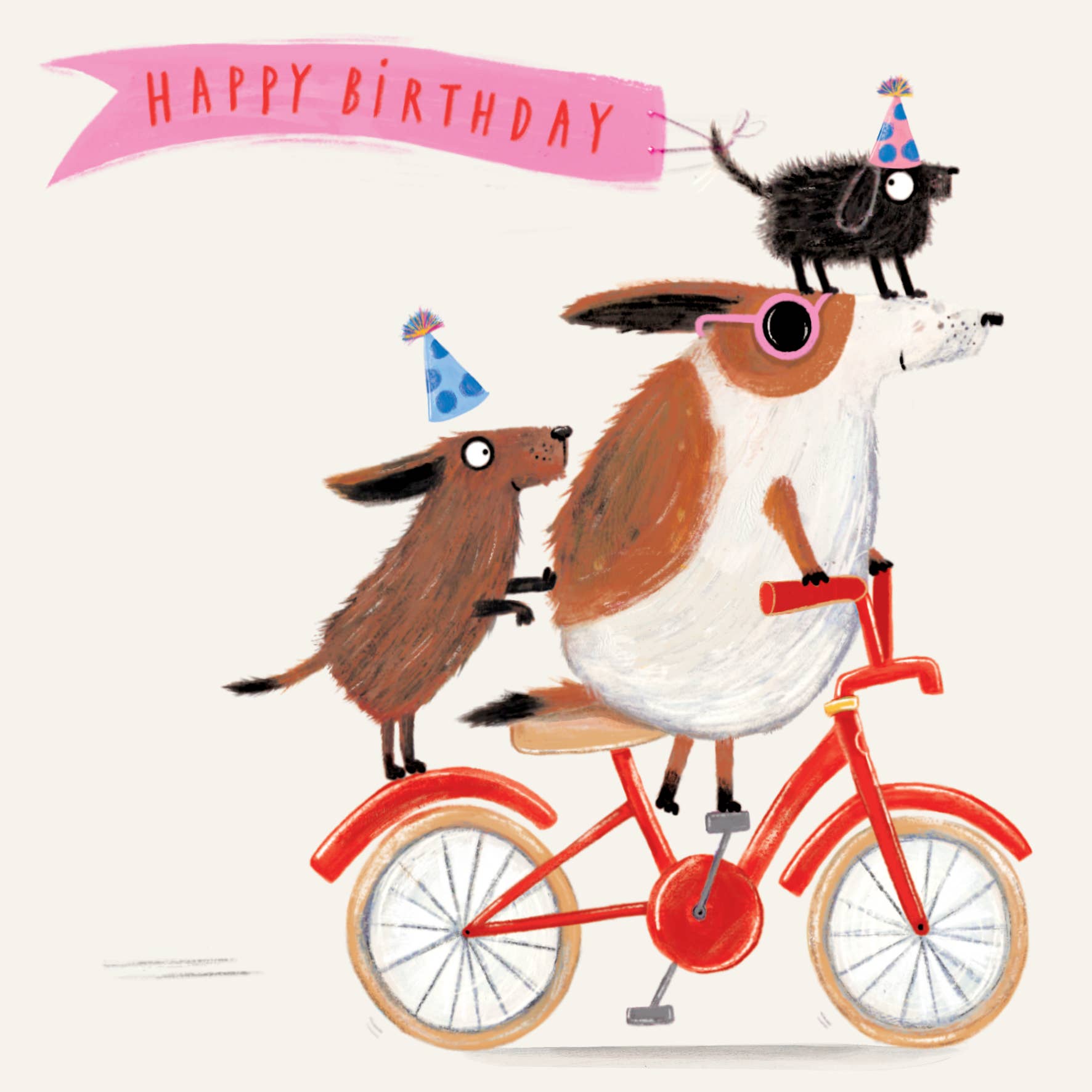 Dogs On Bike Birthday Greeting Card