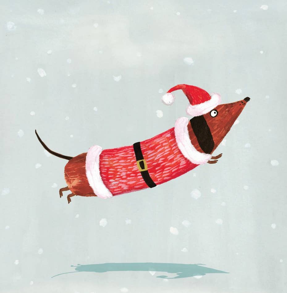 Santa Sausage Dog Dachshund Christmas Card