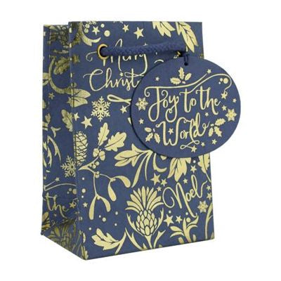 Joy to the World Blue Gift Bag & Tag