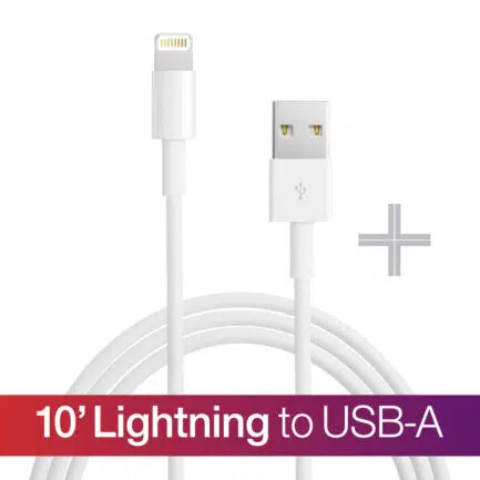 10' USB-A to Lightning Cable (White)