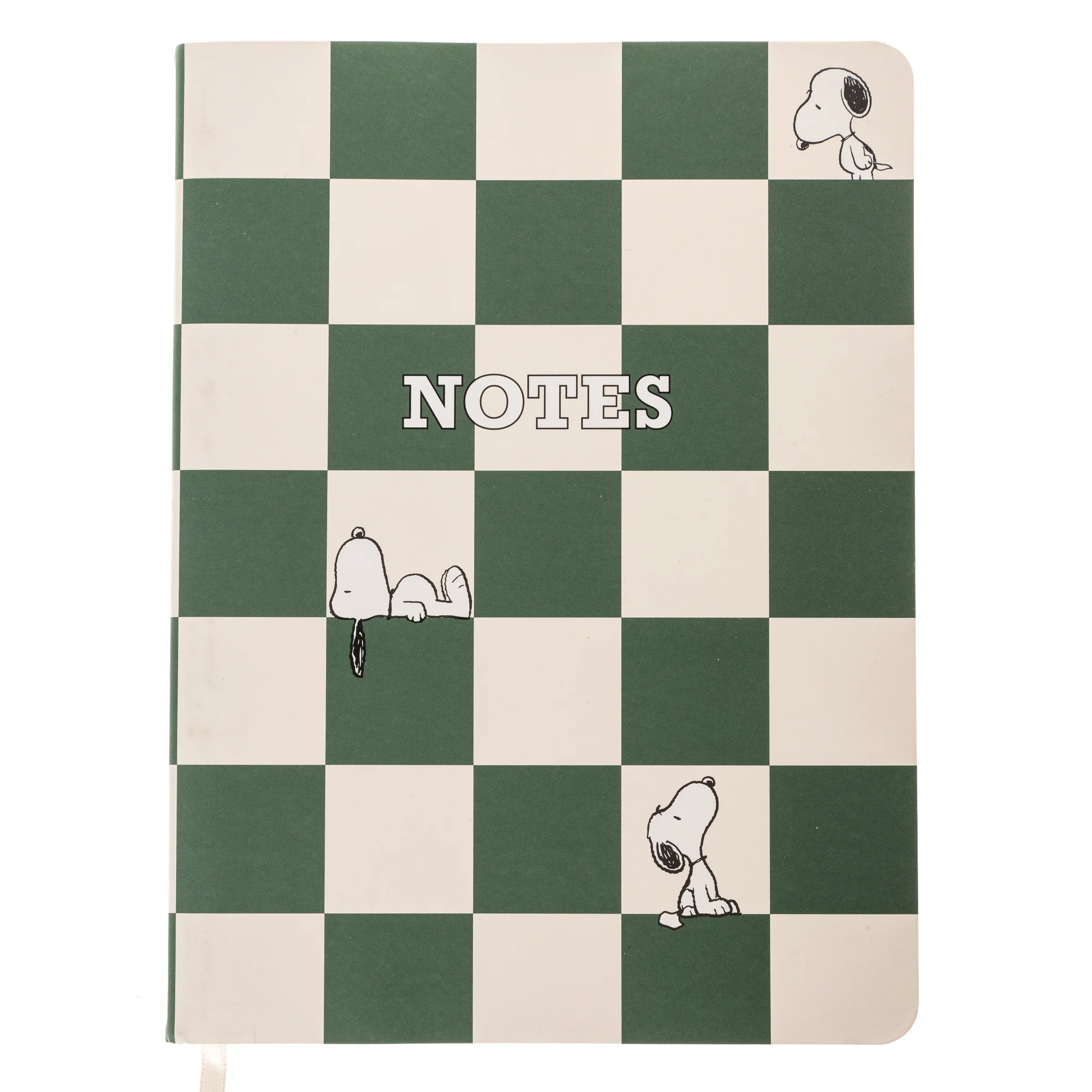 Green Checkered Peanuts 6 x 8 Vegan Leather Journal