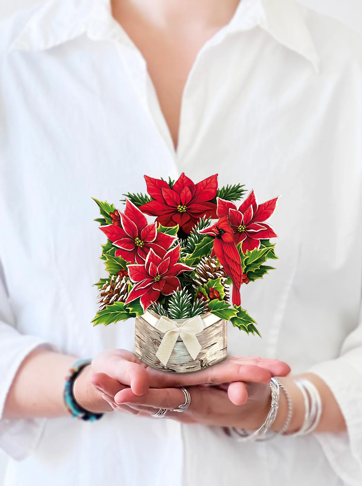 Mini Birch Poinsettia Pop-Up Card