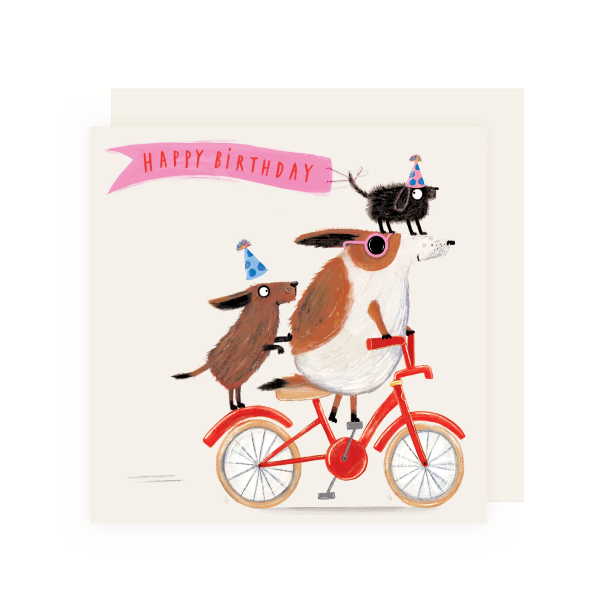 Dogs On Bike Birthday Greeting Card