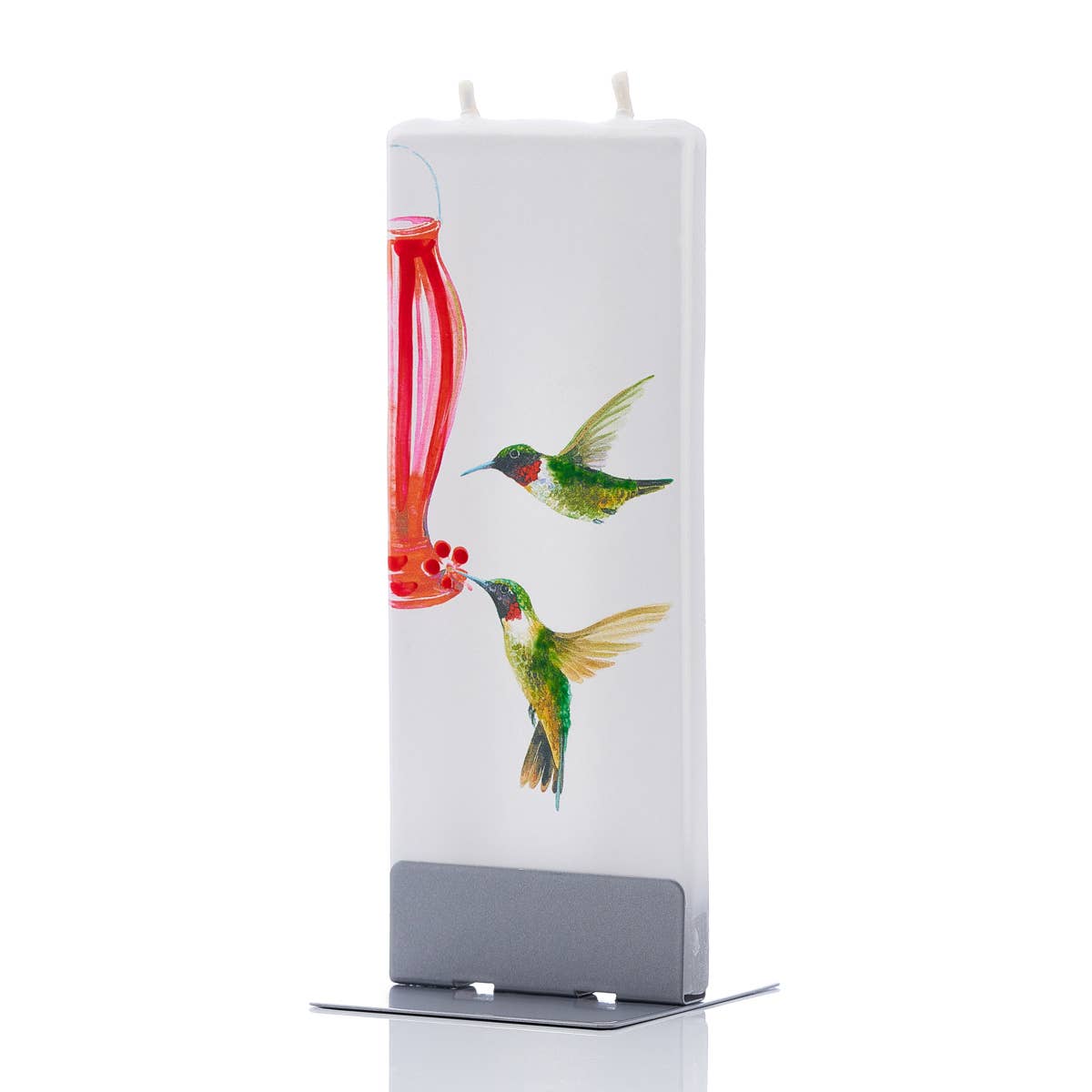 Flat Handmade Candle - Hummingbirds with Feeder