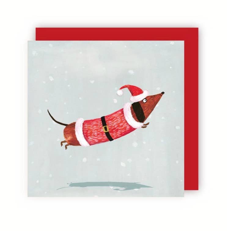 Santa Sausage Dog Dachshund Christmas Card