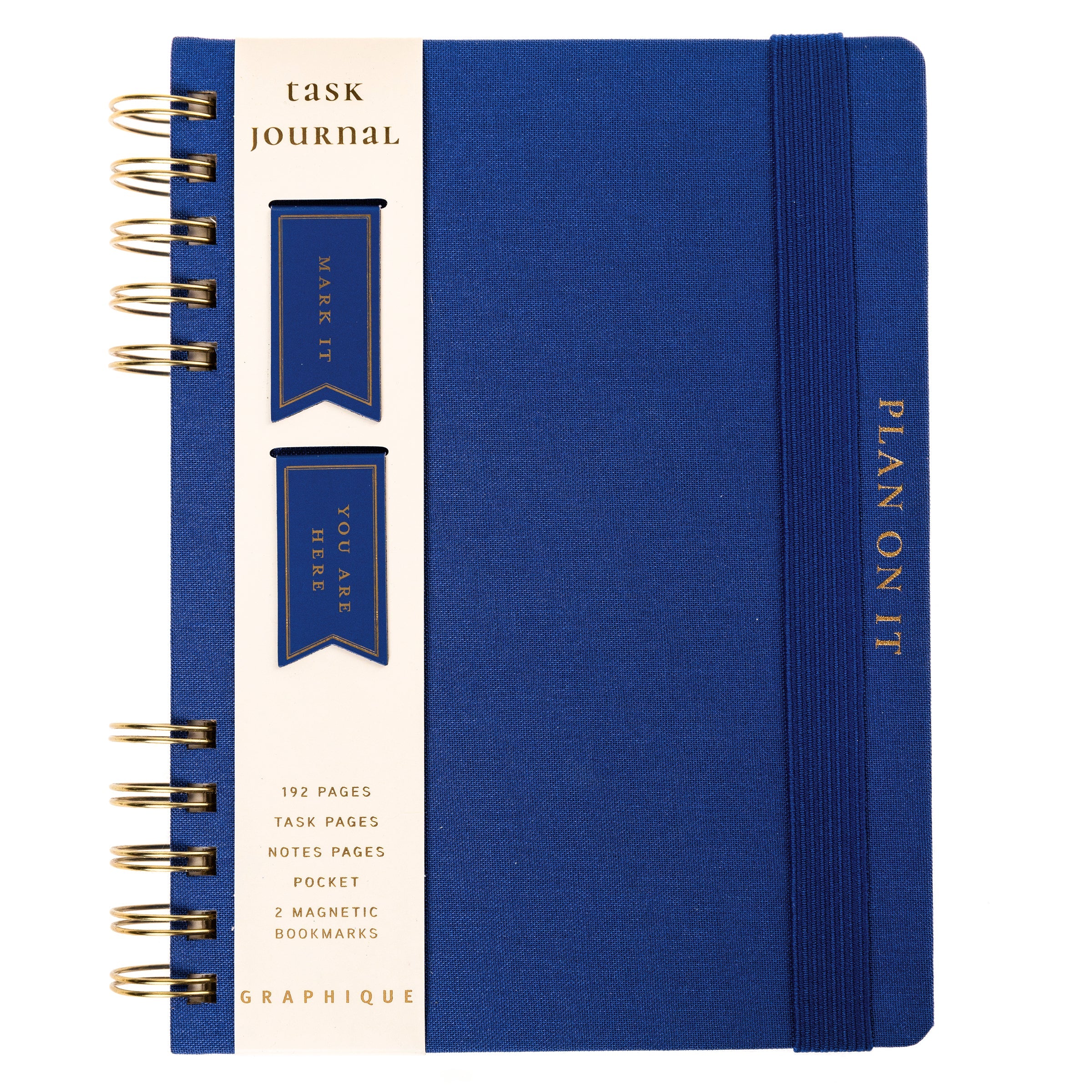 Plan On It Cobalt Blue Fabric-Covered Journal with Magnetic Bookmarks