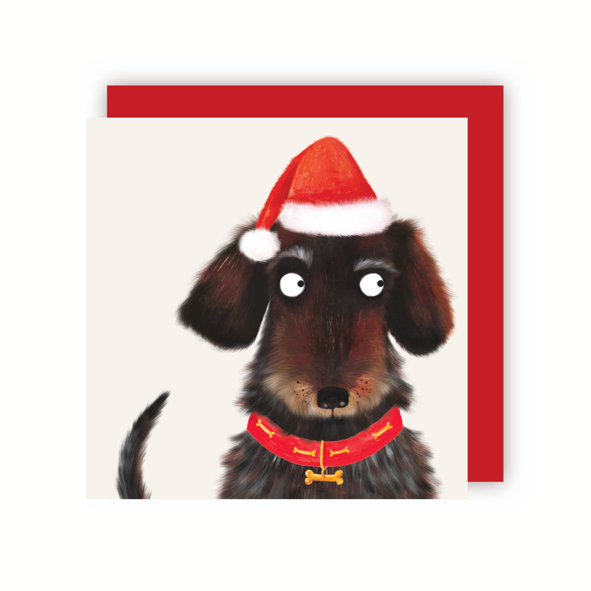 Dachshund Santa Hat Christmas Card