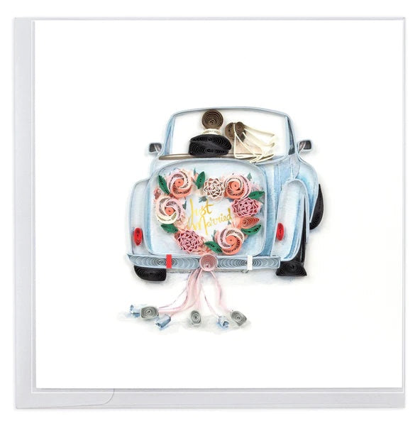 Quilling Just Married Car Greeting Card