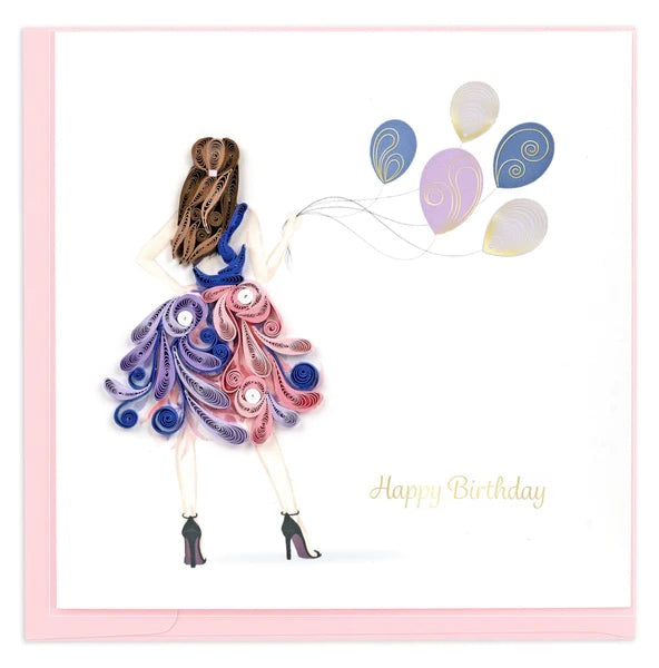 Quilling Fashion Birthday Girl Greeting Card