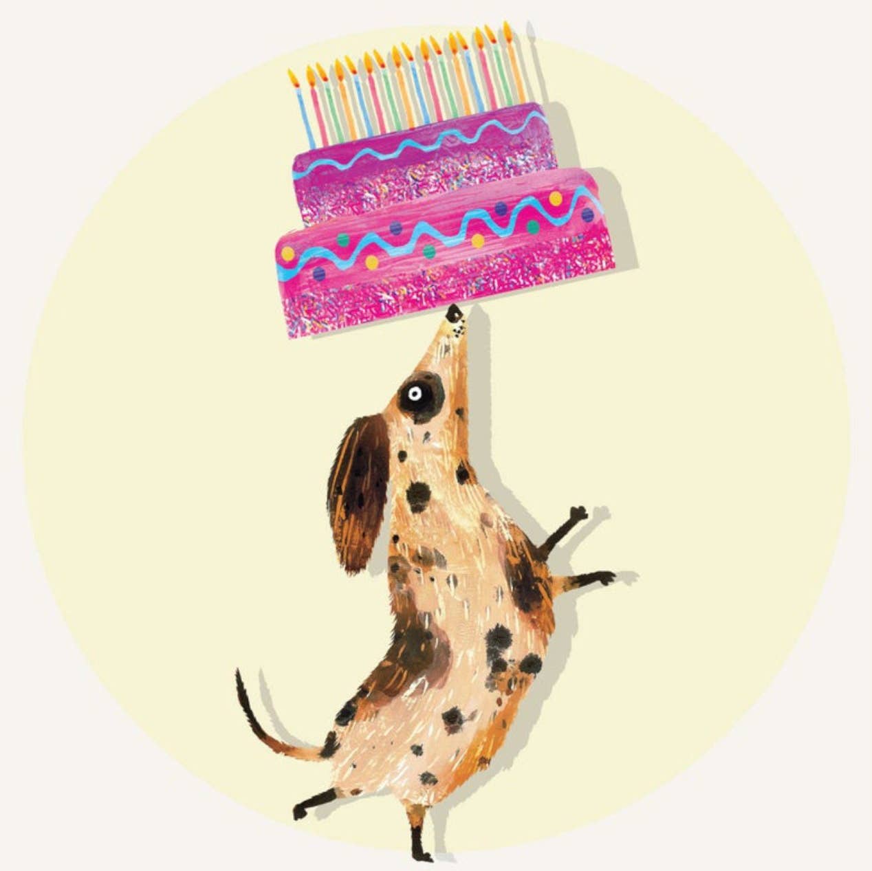 Happy Dog With Birthday Cake Card