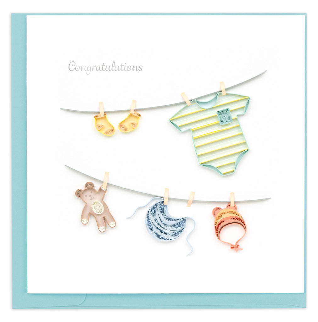 Quilled Baby Clothesline Greeting Card