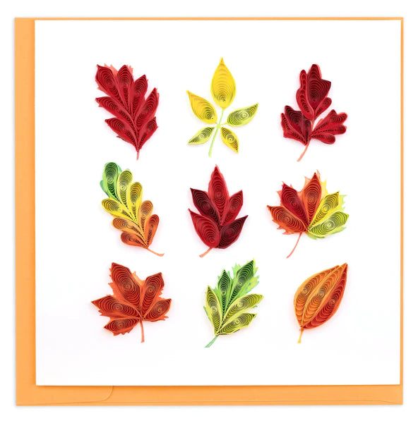 Quilled Fall Foliage Leaves Greeting Card