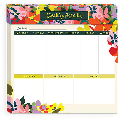 Bold Blooms Weekly Agenda Desk Pad