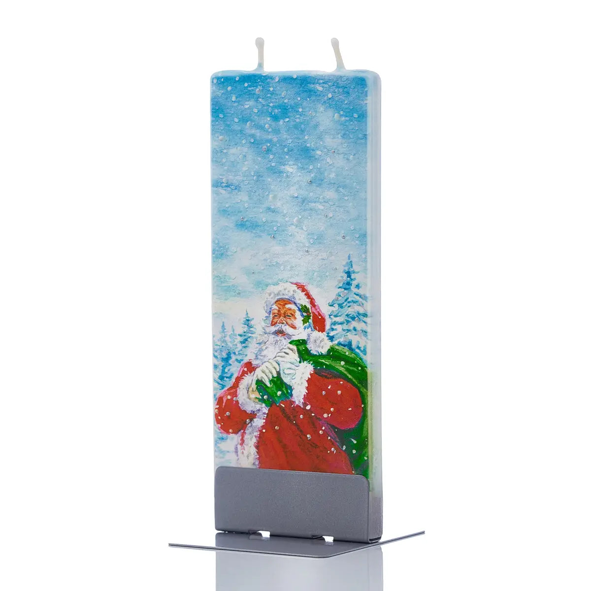 Flat Handmade Candle - Santa in Snow with Present Sack