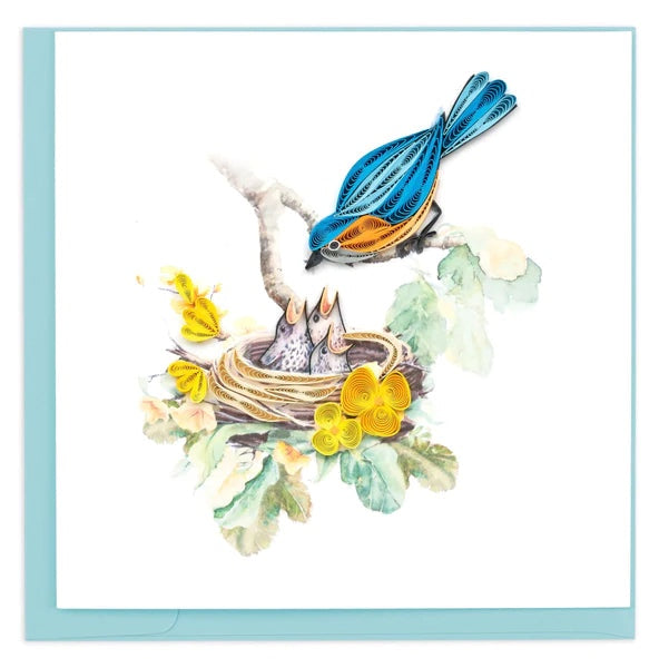 Quilling Bluebird & Babies Greeting Card