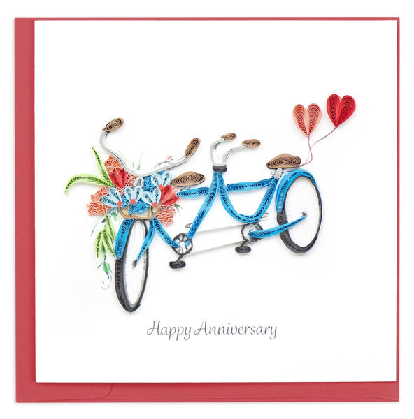 Quilling Tandem Bicycle Anniversary Greeting Card