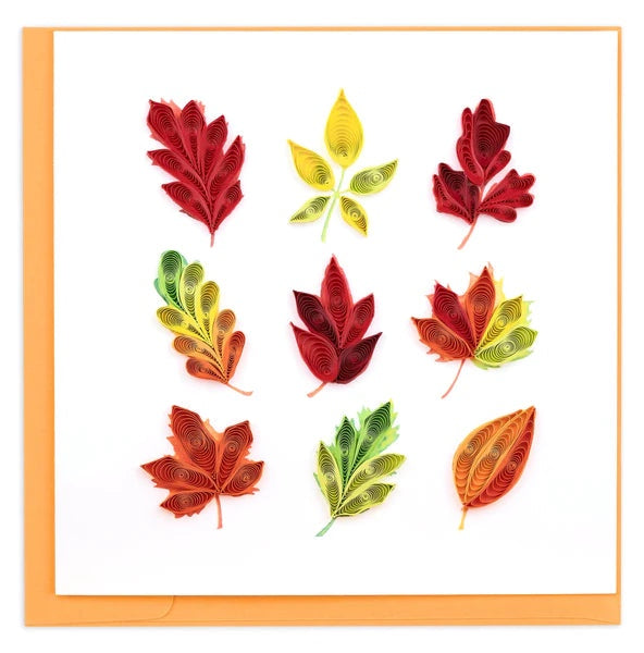 Quilling Fall Foliage Leaves Greeting Card