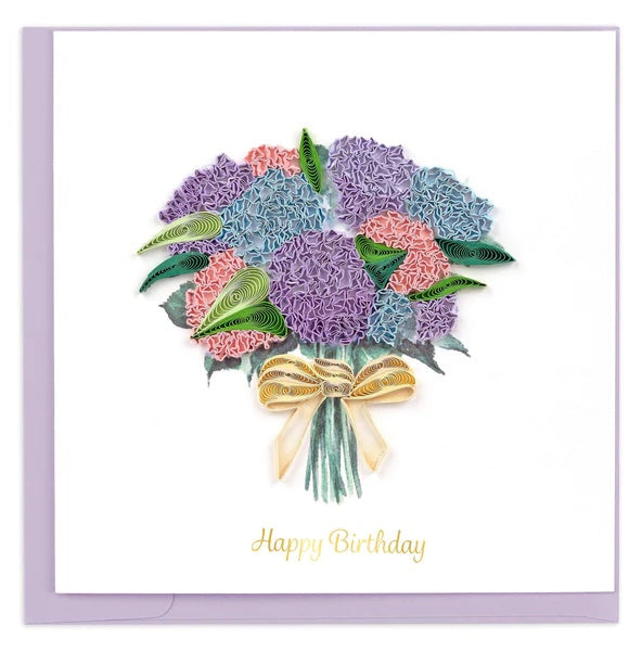 Quilling Hydrangea Bouquet Birthday Greeting Card