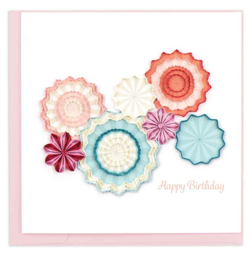 Quilled Birthday Paper Fans Greeting Card