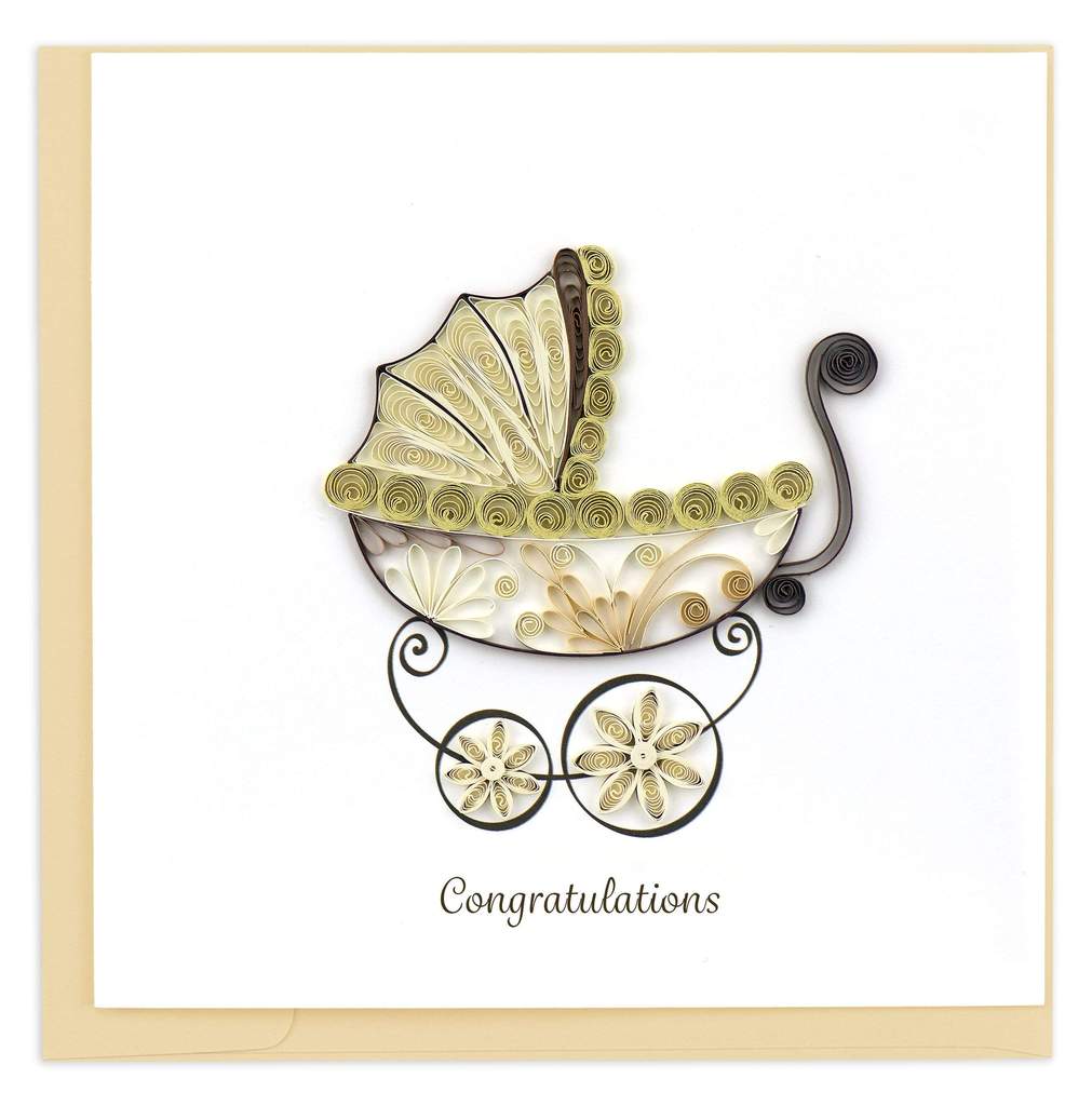 Quilled Baby Carriage Greeting Card