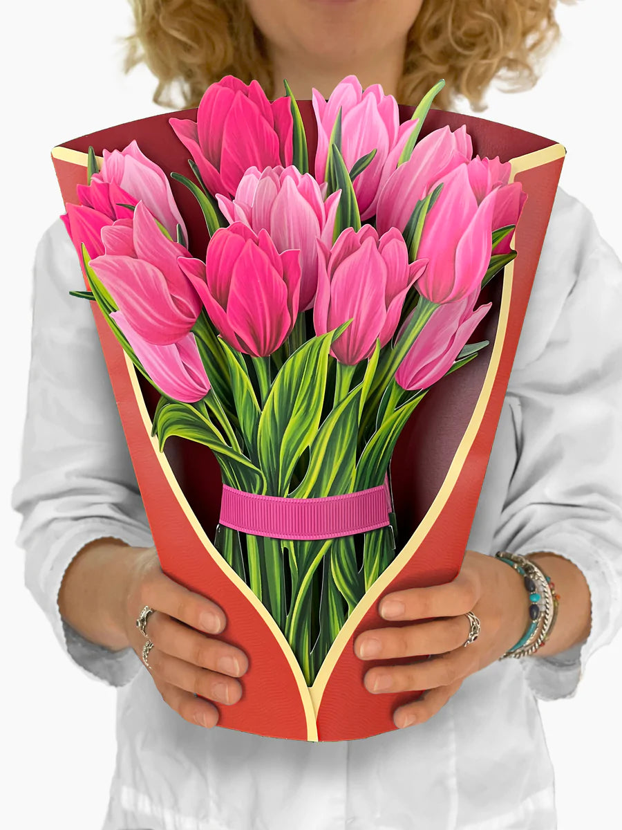 FreshCut Pink Tulips Pop-Up Greeting Card