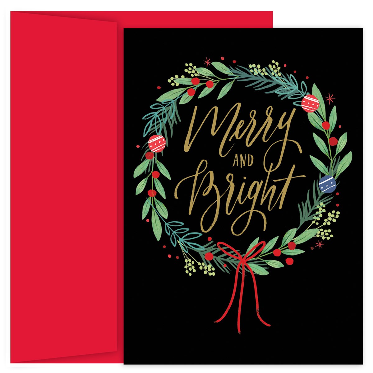 Boxed Christmas Card Set - Merry & Bright Wreath