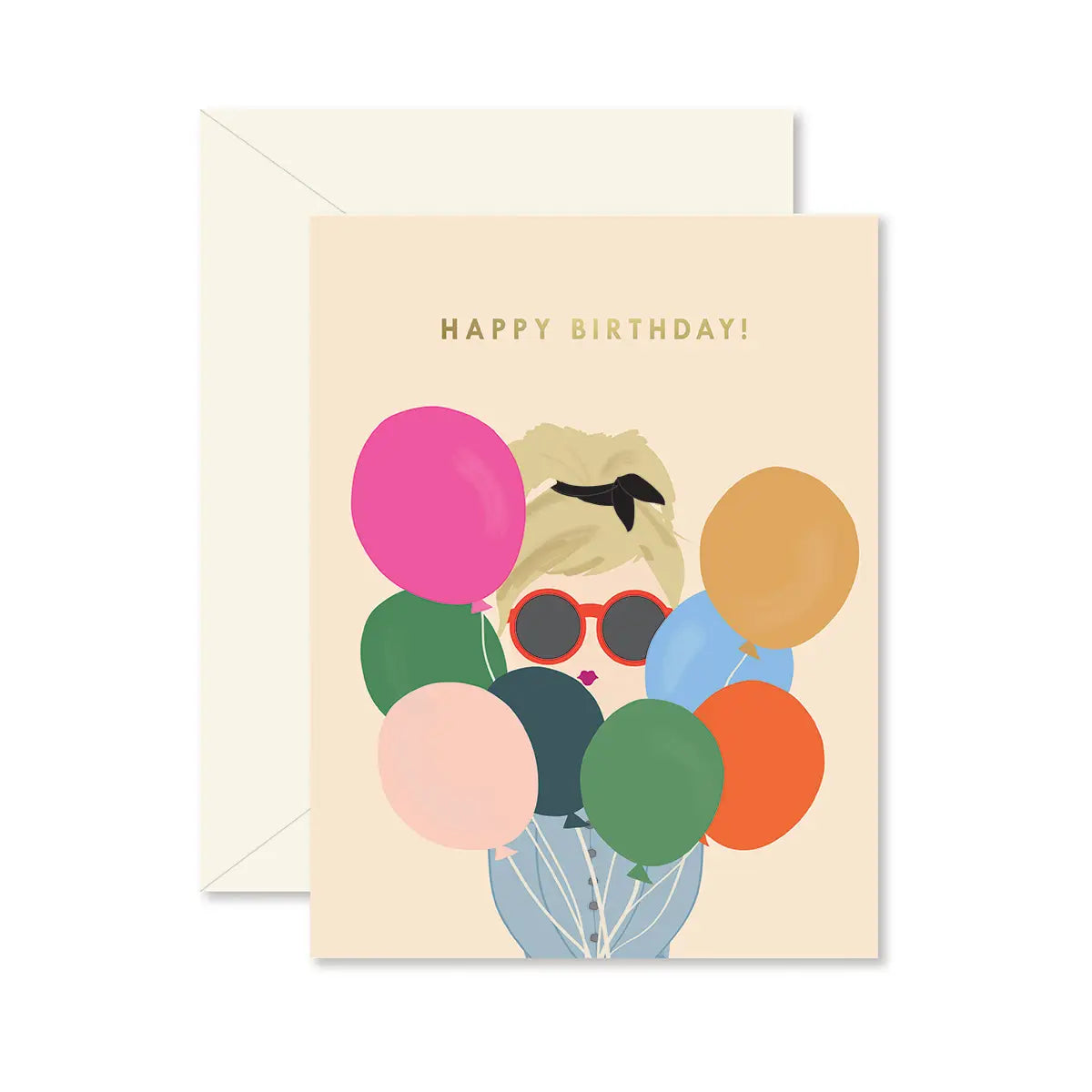 Birthday Balloon Lady Greeting Card